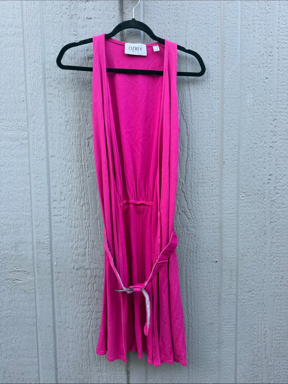 Ozbek Vintage Hot Pink Sleeveless Wrap Dress Size: 8